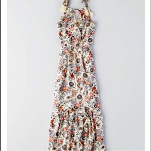 American Eagle Floral Maxi Tassel Dress
